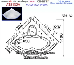 Bồn tắm góc xây Caesar 13 mét AT5132A