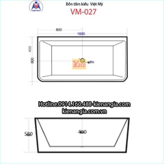 Bồn tắm kiểu hình chữ nhật Việt Mỹ VM027