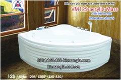 Bồn tắm massage góc 12m acrylic Việt Mỹ chân yếm 12S-Massage