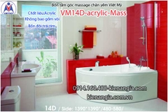 Bồn tắm massage góc 14m acrylic Việt Mỹ chân yếm 14D-Massage