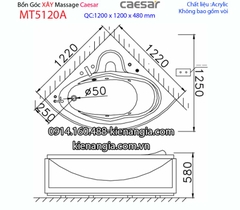 Bồn tắm massage góc xây 12 mét Caesar-MT5120A