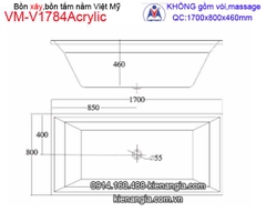 Bồn tắm nằm xây Acrylic Việt Mỹ VM-V1784Acrylic