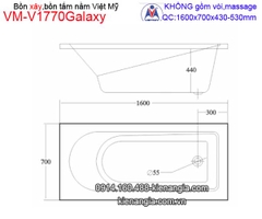 Bồn tắm nằm xây Galaxy Việt Mỹ  VM-V1770Galaxy