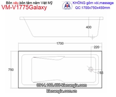 Bồn tắm nằm xây Galaxy Việt Mỹ VM-V1775Galaxy