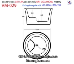 Bồn tắm tròn Đặt sàn acrylic Việt Mỹ VM-029