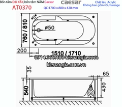 Bồn tắm xây dài 17 mét Caesar-AT0370