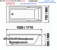 Bồn tắm xây dài 17 mét Caesar-AT0570