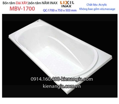 Bồn xây Inaxbồn dài acrylic 17m INAX MBV-1700