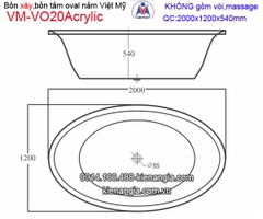 Bồn xây oval Acrylic Việt Mỹ VM-VO20Acrylic