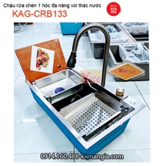 Chậu 1 hộc 75x46 đa năng có vòi thác nước KAG-CRB133