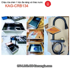 Chậu 1 hộc 75x46 đa năng có vòi thác nước KAG-CRB134