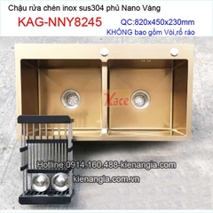 Chậu 2 hộc đều phủ Nano vàng 82x45cm KAG-NNY8245