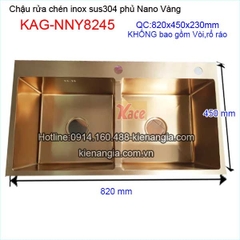 Chậu 2 hộc đều phủ Nano vàng 82x45cm KAG-NNY8245