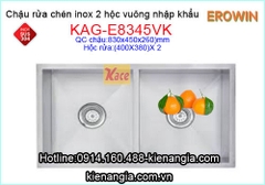 Chậu âm bàn đá EROWIN 2 hộc inox 304 KAG-E8345VK