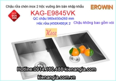 Chậu âm bàn đá EROWIN 2 hộc inox 304 KAG-E9845VK