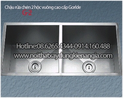 Chậu inox 304 2 hộc vuông âm bàn 88x50 x25cm CRBAGORLDE G-2