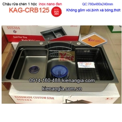 Chậu nano đen 1 hộc 78x48cm inox 304 KAG-CRB125