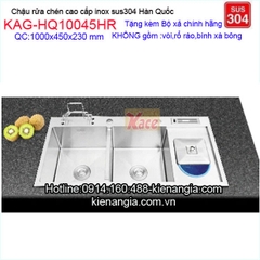 Chậu rừ có hộc rác,giắt dao thớt 100x45 inox đúc KAG-HQ10045HR