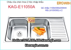 Chậu rửa bát 2 hộc 1 cánh 110x50 cm EROWIN(bm) KAG-E11050A