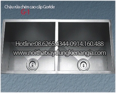 Chậu rửa bát vuông 2 hộc âm bàn 98x45 x25cm GORLDE CRBAG-1