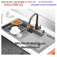 Chậu rửa chén 1 hộc đa năng Nano xám 92x45cm KAG-CRB122