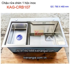 Chậu rửa chén 1 hộc inox 304 78x46cm -KAG-CRB107