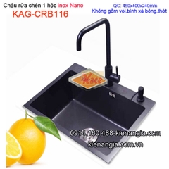 Chậu rửa chén 1 hộc Nano đen 45x40cm KAG-CRB116