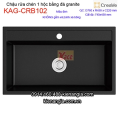 Chậu rửa chén 1 hộc vuông 76x45cm đá granite Creave KAG-CRB102
