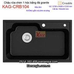 Chậu rửa chén 1 hộc vuông 78x48cm đá granite Creave KAG-CRB104
