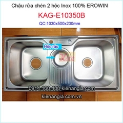 Chậu rửa chén 2 hộc , hộc rác giữa 103x50cm Erowin(bm)KAG-E10350B