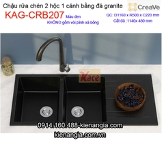 Chậu rửa chén âm bàn đá granite 2 hộc 1 cánh 110x50 cm Creave CRBA KAG-CRB207