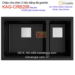 Chậu rửa chén âm bàn đá granite 2 hộc 76x45cm Creave CRBA KAG-CRB208