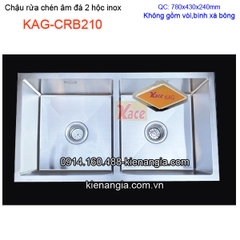 Chậu rửa chén âm mặt đá 2 hộc đều 78x43cm inox 304 KAG-CRB210