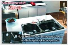 Chậu rửa chén bằng đá 2 hộc 100x50 x222cm Việt Mỹ S2N-03