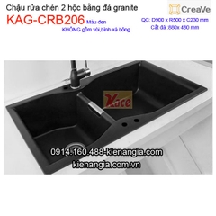 Chậu rửa chén đá granite 2 hộc 90x50cm Creave KAG-CRB206