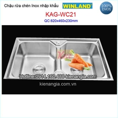 Chậu rửa chén inox 2 hộc 82x46 Winland KAG-WC21