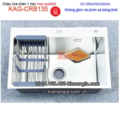 Chậu rửa chén inox sus304 68x45cm rất đẹp KAG-CRB135