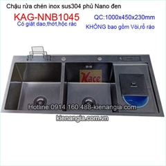 Chậu rửa chén Nano đen 2 hộc 1 cánh KAG-NNB1045