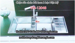 Chậu rửa chén SUS 304 2 hộc 1 bàn 120x48 x23cmViệt Mỹ VM-12048