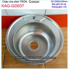 Chậu rửa chén tròn 1 hộc 50x50 x23cm GORLDE GD 037