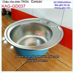 Chậu rửa chén tròn 1 hộc 50x50 x23cm GORLDE GD 037