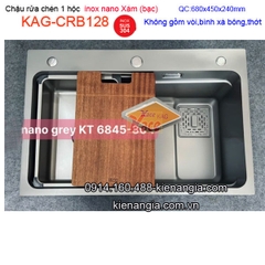 Chậu rửa Nano xám bạc (grey) 1 hộc 68x45cm KAG-CRB128