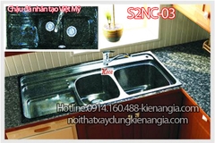 Chậu Việt Mỹ bằng đá 2 hộc 1 bàn 117x 510 x23cm S2NC-03