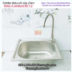 Combo chậu 1 hộc 40x36 cm vòi lạnh sus304 KAG-ComboCRC12