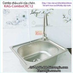 Combo chậu 1 hộc 40x36 cm vòi lạnh sus304 KAG-ComboCRC12