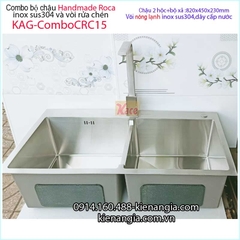Combo chậu 2 hộc vuông đều Handmade-Roca-82x45 cm-KAG-ComboCRC15