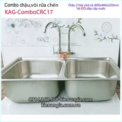 Combo chậu rửa chén 2 hộc 80x46 cm KAG-ComboCRC17