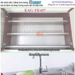Kệ 3 tầng cao cấp âm tủ bếp 600 EUROKIT-KAG-EK407