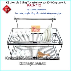 Kệ chén bát 70cm sus 304 2 tầng treo Tovashu KAG-7T2