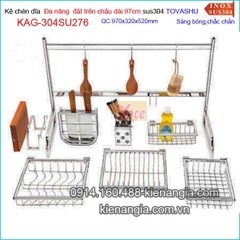 Kệ chén đa năng Tovashu đặt trên bồn rửa chén dài 97cm KAG-304SU276